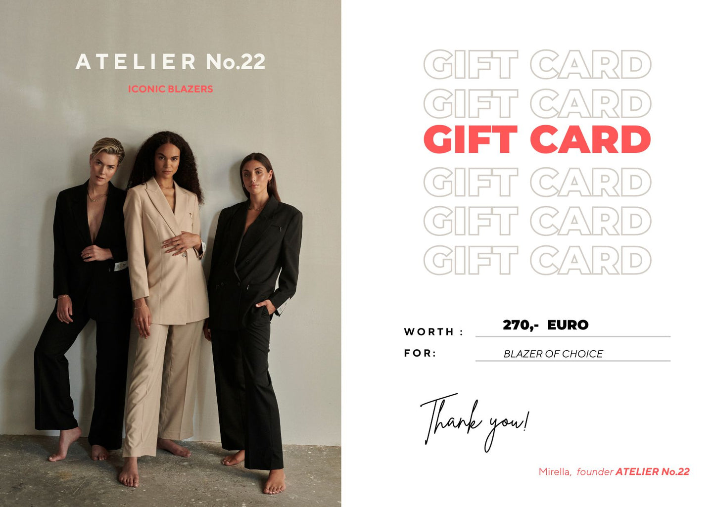 GIFT CARD - BLAZER OF CHOICE - ATELIER No.22